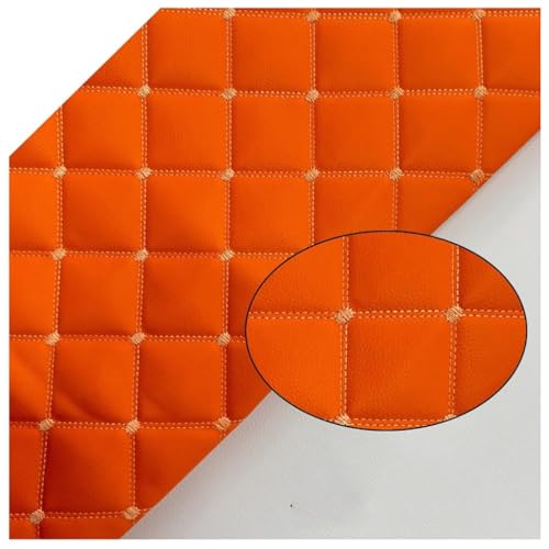 Kunstleder Lederkonzept Kunstleder Polsterstoff Gesteppt Kaschiert Meterware Möbelstoff Dekostoff, Für Polstermöbel, Handwerk (Size:1.6x1m/5.25x3.28ft)(Oranje,1.6x1m) von Generic