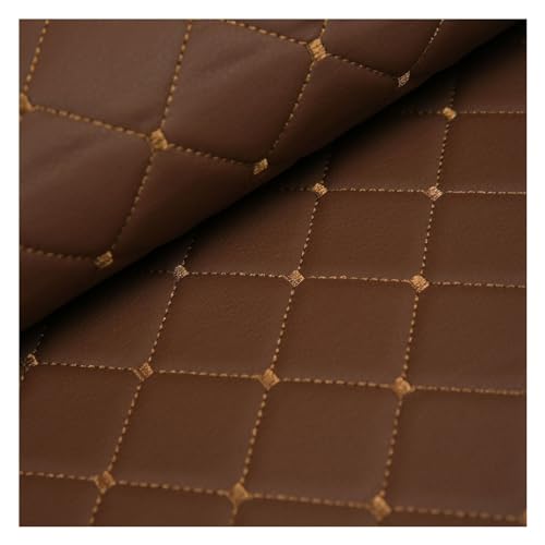 Kunstleder Lederkonzept Kunstleder Polsterstoff Gesteppt Kaschiert Meterware Möbelstoff Dekostoff, Leder Polster Stoff Lederkonzept Für Polsterarbeiten, Auto, Kissen Uvm(Brown square,1.4X2m) von Generic