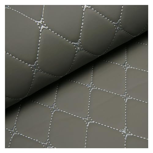 Kunstleder Lederkonzept Kunstleder Polsterstoff Gesteppt Kaschiert Meterware Möbelstoff Dekostoff, Leder Polster Stoff Lederkonzept Für Polsterarbeiten, Auto, Kissen Uvm(Grey Diamond grid,1.4X5m) von Generic
