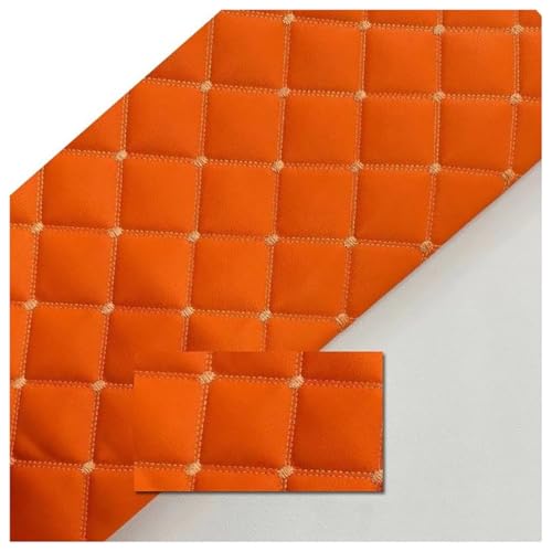 Kunstleder Lederkonzept Kunstleder Polsterstoff Gesteppt Kaschiert Meterware Möbelstoff Dekostoff,Kunstleder, Für Polstermöbel, Handwerk(Oranje,1.6x5m) von Generic