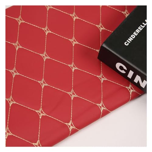 Kunstleder Lederkonzept Kunstleder Polsterstoff Gesteppt Kaschiert Meterware Möbelstoff Dekostoff,Schwarz(Red,1.4X8m) von Generic