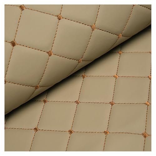Kunstleder Lederkonzept Polsterstoff Gesteppt Kaschiert Meterware Möbelstoff Dekostoff, Stoff Am Stück Stoff(Beige,1.4X2m) von Generic