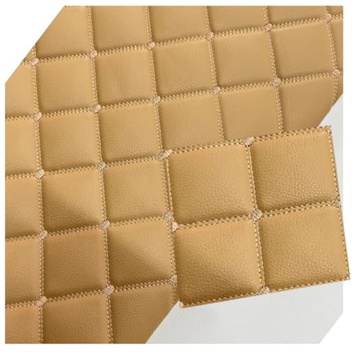 Kunstleder PVC Gesteppt Kaschiert Leder Kunstleder Polsterstoff Gesteppt Kaschiert Meterware Dekostoff Für Schrank Ledertasche Autositz Sofa Möbel(Beige,1.6x2m) von Generic