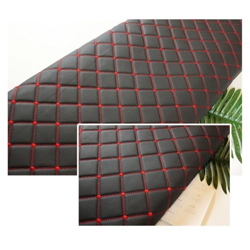 Kunstleder PVC Gesteppt Kaschiert Leder Kunstleder Polsterstoff Möbelstoff Dekostoff Polsterstoff Meterware Für Schrank Ledertasche (SIze: 1.6x1m/5.25x3.28ft)(Black (red line),1.6x2m) von Generic