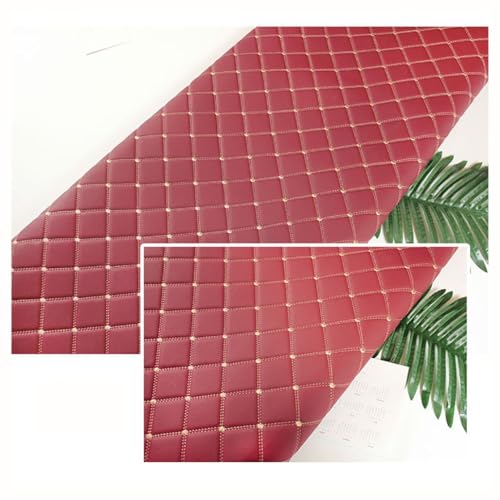 Kunstleder PVC Gesteppt Kaschiert Leder Kunstleder Polsterstoff Möbelstoff Dekostoff Polsterstoff Meterware Für Schrank Ledertasche (SIze: 1.6x1m/5.25x3.28ft)(Wine red,1.6x2m) von Generic