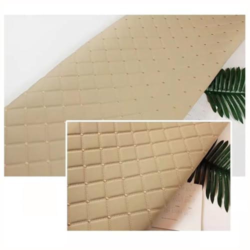 Kunstleder PVC Gesteppt Kaschiert Leder Meterware Möbelstoff Dekostoff Polsterstoff Meterware Für Schrank Ledertasche Autositz Sofa Möbel Repara (Size: 1.6x1m/5.25x3.28ft)(Beige,1.6x1m) von Generic