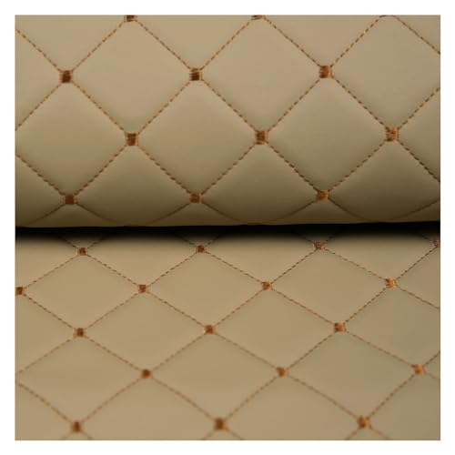 Kunstleder PVC Leder Lederkonzept Polsterstoff Gesteppt Kaschiert Meterware Möbelstoff Dekostoff,Möbel Textil Meterware(Beige,1.4X3m) von Generic