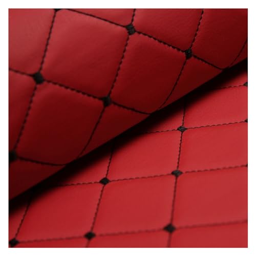 Kunstleder PVC Leder Polster Stoff Lederkonzept Kunstleder Polsterstoff Gesteppt Kaschiert Meterware Möbelstoff Dekostoff(Red square,1.4X7m) von Generic