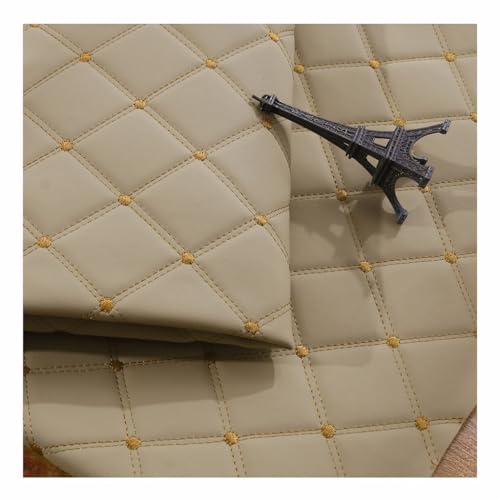 Kunstleder PVC Leder Polster Stoff Lederkonzept Kunstleder Polsterstoff Gesteppt Kaschiert Meterware Möbelstoff Dekostoff,Möbel Textil Meterware(Beige,1.4X3m) von Generic
