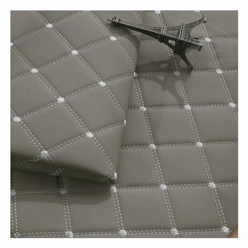Kunstleder PVC Leder Polster Stoff Lederkonzept Kunstleder Polsterstoff Gesteppt Kaschiert Meterware Möbelstoff Dekostoff,Möbel Textil Meterware(Gray,1.4X3m) von Generic