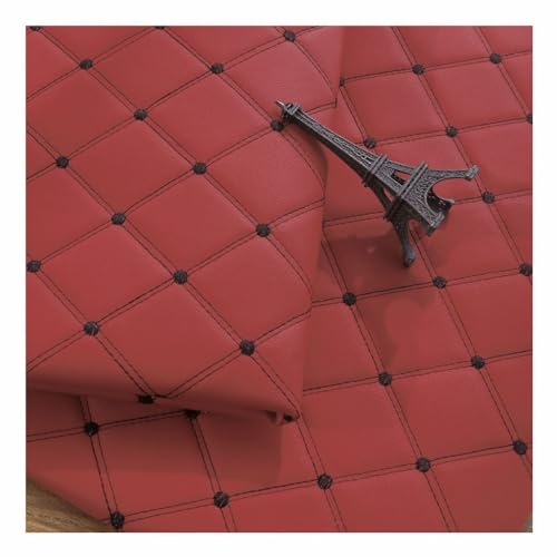 Kunstleder PVC Leder Polster Stoff Lederkonzept Kunstleder Polsterstoff Gesteppt Kaschiert Meterware Möbelstoff Dekostoff,Möbel Textil Meterware(Red,1.4X9m) von Generic