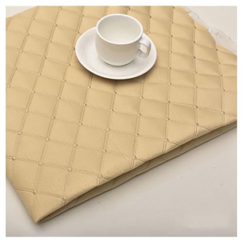 Kunstleder PVC Leder Polster Stoff Lederkonzept Kunstleder Polsterstoff Gesteppt Kaschiert Meterware Möbelstoff Dekostoff ，Kaffee Möbel Textil Meterware(Dark beige,1.4X10m) von Generic