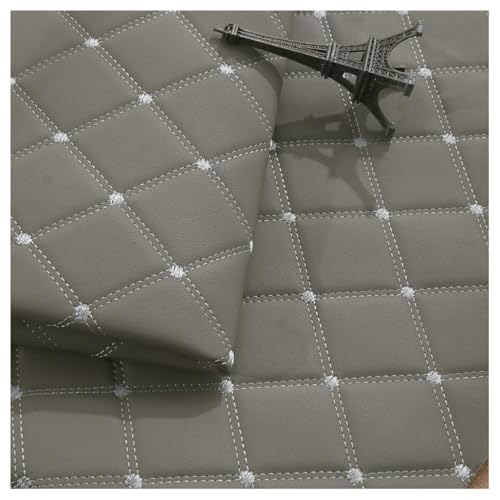 Kunstleder PVC Leder Polster Stoff Lederkonzept Polsterstoff Gesteppt Kaschiert Meterware Möbelstoff Dekostoff ，Kaffee Möbel Textil(Gray,1.4X4m) von Generic