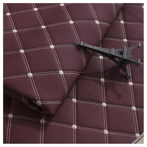 Kunstleder PVC Leder Polster Stoff Lederkonzept Polsterstoff Gesteppt Kaschiert Meterware Möbelstoff Dekostoff ，Kaffee Möbel Textil(Wine red,1.4X3m) von Generic