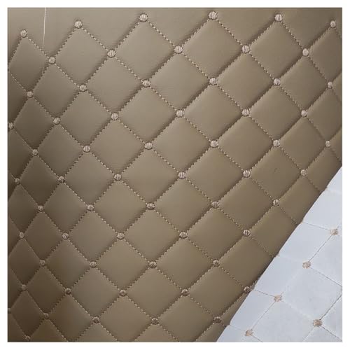 Kunstleder PVC Leder Polster Stoff Lederkonzept Polsterstoff Gesteppt Kaschiert Möbelstoff Dekostoff，Möbel Textil Meterware(Khaki,1.6x1m) von Generic