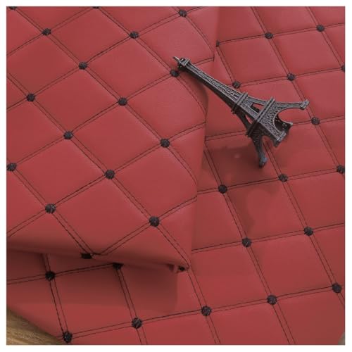 Kunstleder PVC Leder Polster Stoff Lederkonzept Polsterstoff Gesteppt Kaschiert Möbelstoff Dekostoff ，Kaffee Möbel Textil Meterware(Red,1.4X4m) von Generic