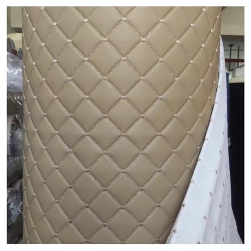 Kunstleder Stoff Gesteppter Schaumstoff Dick Schwamm Backing Gitter Polsterstoff Lederimitat Für Autoverkleidung Autohimmel Möbel DIY Dekoration(Khaki,1.6x7m) von Generic