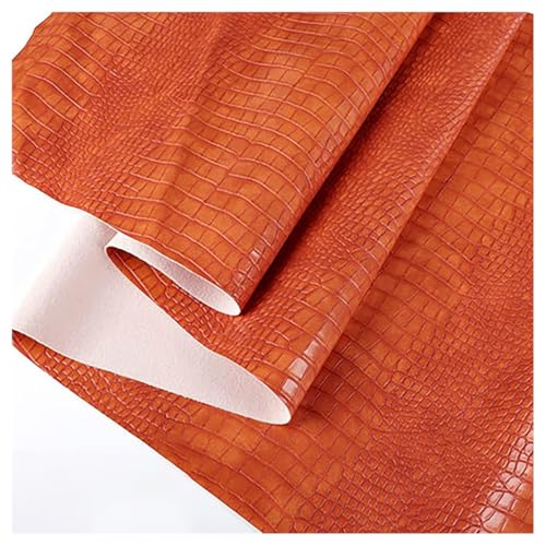 Kunstleder Stoff Krokodilmuster Glänzender PU-Kunstleder Polsterstoff Meterware 138 Cm Breit Für Sofastuhl-Sitzbezug(Oranje,1.38X2m) von Generic