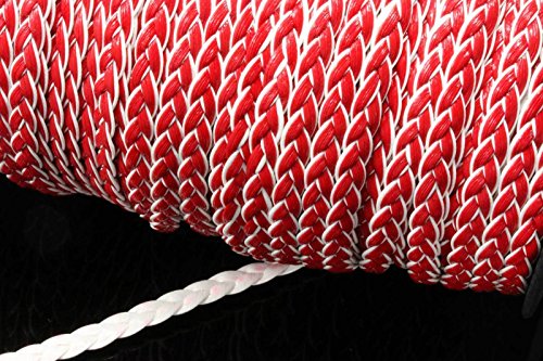 Kunstlederband flach geflochten 7x3mm 1/5m Zopf Schnur Band, KLB-16,rot weiß,1 Meter(2,39€/m) von Generic