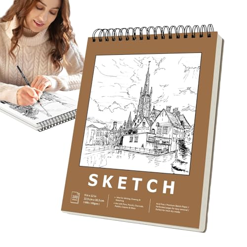 Kunstskizzenheft Zeichenbuch | Skizzenbuch 100 Blatt - Kunstskizzenbuch mit Oberbindung 100 Blatt, Skizzenblock für Papiermalerei, Skizzenbuch von Generic