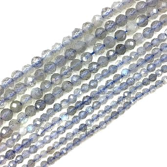 Labradorit-Perlen, 3 mm, facettierte, runde lose Edelstein-Abstandshalter, Perlen für DIY-Schmuckherstellung und Design, 33 cm, 1 Strang von Generic