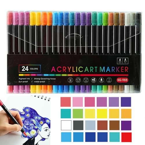 Lackmarker, Acrylstifte - Doppelkopf-Marker Acrylstifte - Wasserdichte Kunstbedarf Pinselspitze Zeichenmarker 24/36 Farben für Kinder Studen Lackmarker, Acrylstifte - Doppelkopf-Marker Acrylstifte - Wasserdichte Kunstbedarf Pinselspitze Zeichenmarker 24/36 Farben für Kinder Studen von Generic