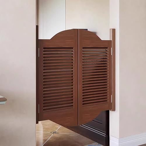 Lamellen-Innenschwingtüren aus Massivholz, Salontür mit Scharnieren, Eingangstrennwand, Halbhohe Café-Tür für Treppen, Flure, Küchenbars, Braun, 100 x 90 cm Lamellen-Innenschwingtüren aus Massivholz, Salontür mit Scharnieren, Eingangstrennwand, Halbhohe Café-Tür für Treppen, Flure, Küchenbars, Braun, 100 x 90 cm von Generic