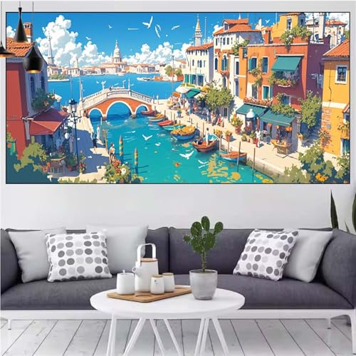 Landschaft Diamond Painting xxl 100x200cm Diamond Painting Erwachsene Stadt Diamant Malerei Set,Mosaikherstellung Malen Nach Zahlen Cross Stickerei Kunst Leinwand Malerei Kits,Gifts Frauen CN-232 von Generic