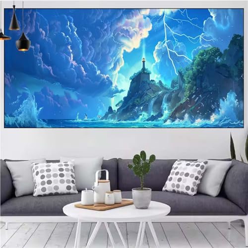 Landschaft Diamond Painting xxl 60x120cm Diamond Painting Erwachsene Leuchtturm Diamant Malerei Set,Mosaikherstellung Malen Nach Zahlen Cross Stickerei Kunst Leinwand Malerei Kits,Gifts Frauen CN-254 von Generic