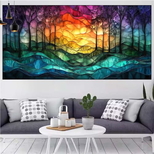 Landschaft Diamond Painting xxl 75x150cm Diamond Painting Erwachsene Retro Diamant Malerei Set,Mosaikherstellung Malen Nach Zahlen Cross Stickerei Kunst Leinwand Malerei Kits,Décor Gifts Frauen CN-263 von Generic