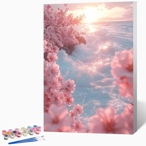 Landschaft Malen Nach Zahlen Erwachsene Abstrakt Malen Nach Zahlen DIY Set Erwachsene 30 x 40 cm, Kreativ Handgemalt Leinwand Set Mit 3-Pinseln Und Acrylfarbe, Geschenke (Ohne Rahmen) -LKF0721A7 von Generic