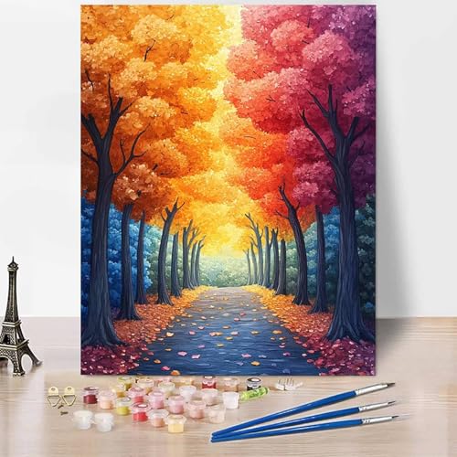 Landschaft Malen Nach Zahlen Erwachsene Abstrakt Malen Nach Zahlen Kreativ Set Erwachsene 40x60cm, Leinwand Ölgemälde Bastelset mit Pinsel und Farben für Deko, Geschenke für Frauen, Ohne Rahmen -XY322 von Generic