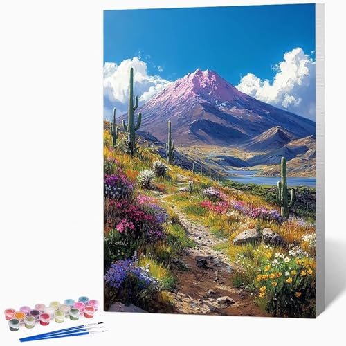 Landschaft Malen Nach Zahlen Erwachsene Blumen Malen Nach Zahlen DIY Set Erwachsene 20x30cm, Kreativ Handgemalt Leinwand Set Mit 3-Pinseln Und Acrylfarbe, Geschenke FüR Frauen (Ohne Rahmen) -LKF0711ZH von Generic