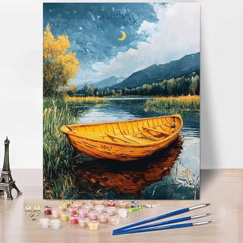 Landschaft Malen Nach Zahlen Erwachsene Boot Malen Nach Zahlen Kreativ Set Erwachsene 40×60cm, Leinwand Ölgemälde Bastelset mit Pinsel und Farben für Deko, Geschenke für Frauen, Ohne Rahmen -XY77R Landschaft Malen Nach Zahlen Erwachsene Boot Malen Nach Zahlen Kreativ Set Erwachsene 40×60cm, Leinwand Ölgemälde Bastelset mit Pinsel und Farben für Deko, Geschenke für Frauen, Ohne Rahmen -XY77R von Generic