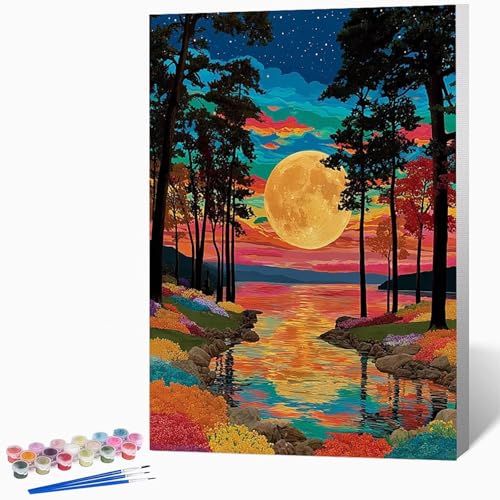 Landschaft Malen Nach Zahlen Erwachsene Comics Malen Nach Zahlen DIY Set Erwachsene 70 x 95 cm, Kreativ Handgemalt Leinwand Set Mit 3-Pinseln Und Acrylfarbe, Geschenke, Deko (Ohne Rahmen) -LKF078P4 von Generic