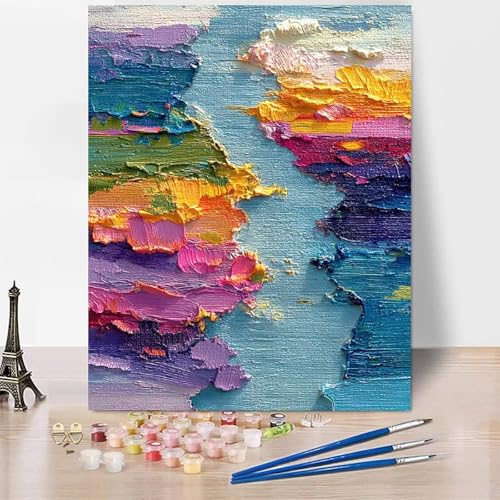 Landschaft Malen Nach Zahlen Erwachsene Farbe Malen Nach Zahlen Kreativ Set Erwachsene 40×60cm, Leinwand Ölgemälde Bastelset mit Pinsel und Farben für Deko, Geschenke für Frauen, Ohne Rahmen -XY23E von Generic