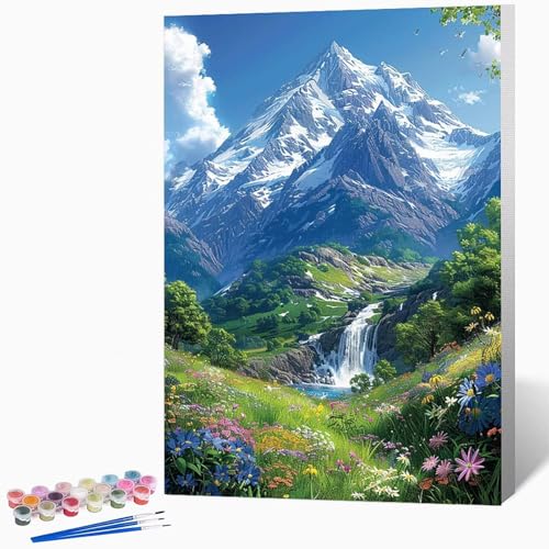 Landschaft Malen Nach Zahlen Erwachsene Landschaft Malen Nach Zahlen DIY Set Erwachsene 40x60cm, Kreativ Handgemalt Leinwand Set Mit 3-Pinseln Und Acrylfarbe, Geschenke (Ohne Rahmen) -LKF078646 von Generic
