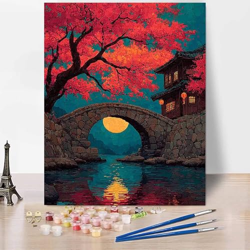 Landschaft Malen Nach Zahlen Erwachsene Landschaft Malen Nach Zahlen Kreativ Set Erwachsene 20x30cm, Leinwand Ölgemälde Bastelset mit Pinsel und Farben für Geschenke für Frauen, Ohne Rahmen -XY386 von Generic