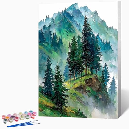 Landschaft Malen Nach Zahlen Erwachsene Tuschemalerei Malen Nach Zahlen DIY Set Erwachsene 60 x 80 cm, Kreativ Handgemalt Leinwand Set Mit 3-Pinseln Und Acrylfarbe, Geschenke (Ohne Rahmen) -LKF07342W von Generic