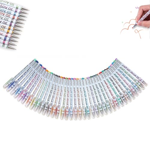 Langou 3D Acrylic Painting Gel Pens, 2025 New Multi Colored Fine Tip Markers with 1mm Bullet Tip Point, Acrylic Gel Ink Pens for Doodle, Drawing, DIY Projects, Crafts Art (36pcs) von Generic