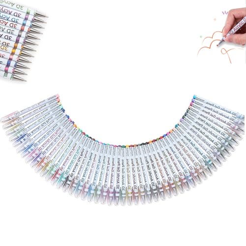 Langou 3D Acrylic Painting Gel Pens, 2025 New Multi Colored Fine Tip Markers with 1mm Bullet Tip Point, Acrylic Gel Ink Pens for Doodle, Drawing, DIY Projects, Crafts Art (48pcs) von Generic