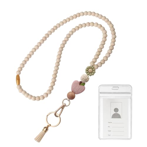 Lanyards für Ausweise, Lehrer, Schlüsselband für Lehrer, -Halskette mit Holzperlen, kreatives modisches Schlüsselband, niedlicher Schlüsselanhänger Lanyards für Ausweise, Lehrer, Schlüsselband für Lehrer, -Halskette mit Holzperlen, kreatives modisches Schlüsselband, niedlicher Schlüsselanhänger von Generic