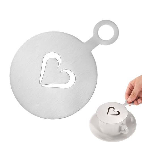 Latte Art Kaffee Schablonen | 4,72 Zoll Edelstahl Latte Schablone | Kaffee Deko Muster Schneeflocke Rose Herz Muster Geschenk für Kaffeeliebhaber von Generic