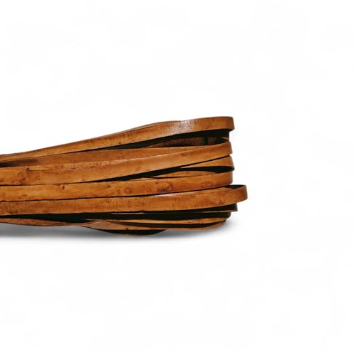 Leder Flachriemen aus Vollrindleder, 10 mm x 2 mm, 5 Meter (Hell Vintage Braun) von Generic