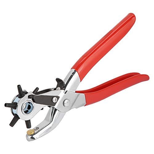 Leder-Loch-Punch, Gürtelloch Puncher Leder Punch Tool 2-4,5 Mm Kohlenstoffstahl Multi-Loch-Gürtelpunch Zange Revolvierende Punschzabelle für Uhrenband, Handwerk, Stoff von Generic