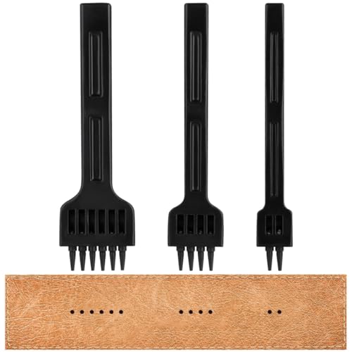 Leder-Lochstanzer-Set, rundes Stanzwerkzeug für Heimwerker, Lederhandwerk, schwarz, 3-teilig von Generic