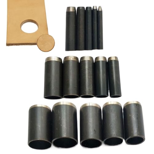Leder -Perforatoren - Set von 15 Teilen runden Punch für Ösen | Professionelles Werkzeug Perryer Handwerker, Kreationstaschen, Gürtel, Schuhe, Stoffverarbeitung, Schneider, Socken, Polster, Stiche von Generic