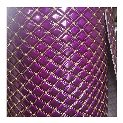 Leder Stoff Gestepptes 1.4x1m Kunstleder Gesteppt Kaschiert 6mm Polsterstoff Stoff,Kaschiert(Purple,1.4X6m) von Generic
