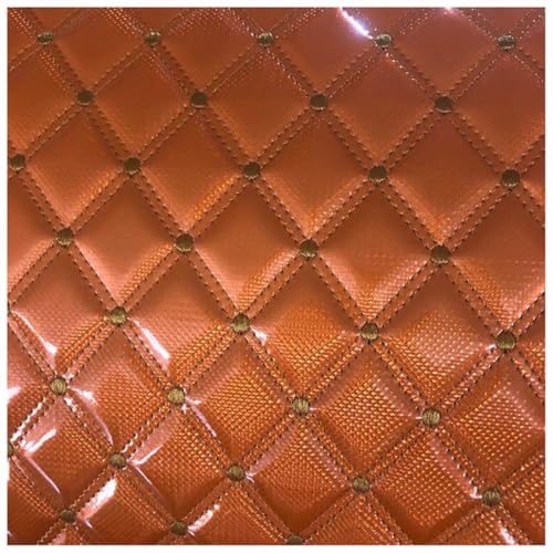 Leder Stoff Kunstleder Gesteppt Kaschiert Leder Stoff Kunstleder Meterware Bezugsstoff Polsterstoff Lederoptik Für Handwerk DIY Nähen 1,4m Breit(Oranje,1.4X10m) von Generic