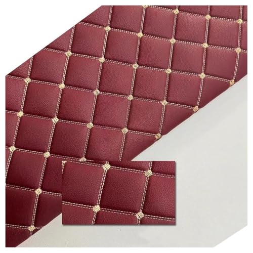 Lederkonzept Gesteppt Stoff Meterware Kaschiert Karo Polsterstoff Möbelstoff Für Schleifen-Ohrringe, Die Materialbeutel DIY-Handwerk Und Dekoration(Burgundy,1.6x3m) von Generic